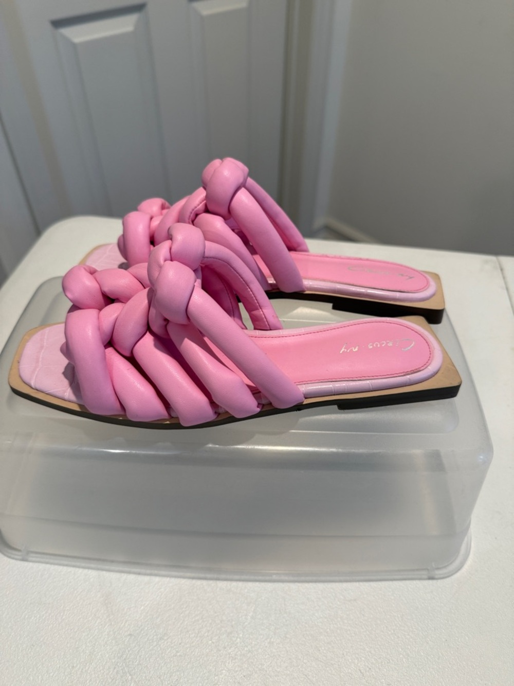 Circus Sam Edelman Braided Vibrant Hot Pink Slide Sandals Summer Feminine 6.5